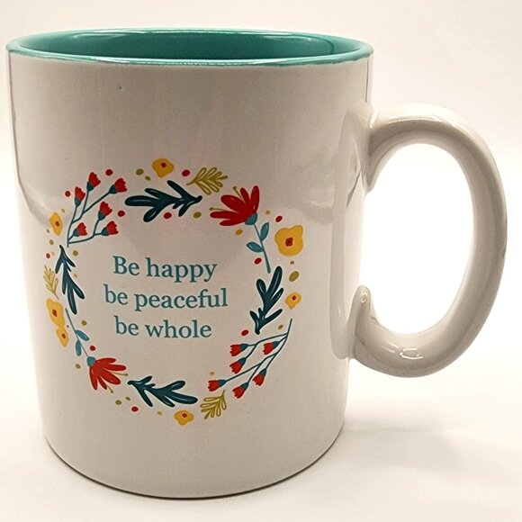 10 Strawberry Street Flowers "Be happy be peaceful be whole" Quote Holds 24oz. - Picture 3 of 8